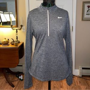 Nike Element QT Zip Long Sleeve Running Top Dri-Fit Gray Women’s M Reflective